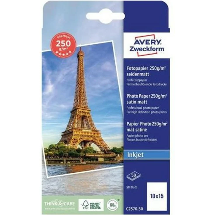 Avery Zweckform Fotopapier Premium Inkjet Fotopapier 10x15 250g 50 Blatt