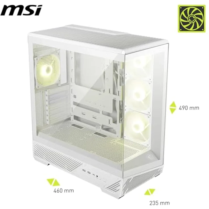 MSI GEH Midi MAG PANO 130R PZ WHITE, PC Gehäuse mit 270-Grad-Panoramabildschirm und drehbarem GPU-Halter, Weiss – Bild 2