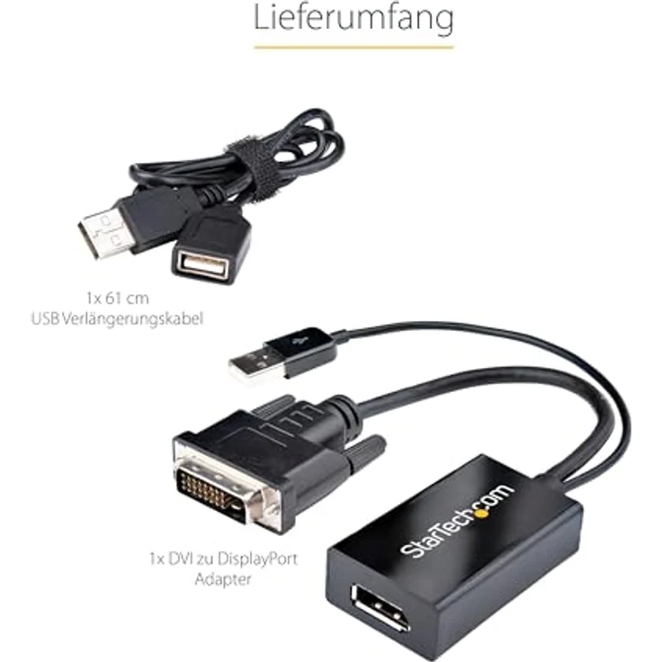 Startech DVI Adapter DVI zu DisplayPort + USB-A Strom St./Bu. schwarz – Bild 8