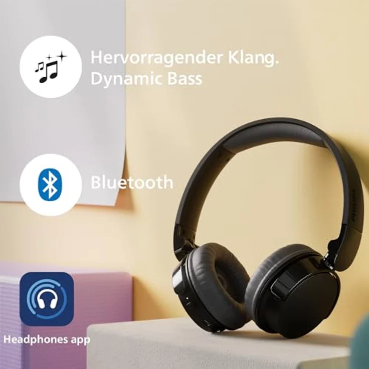 Philips TAH3209BK Leichter Bluetooth-Kopfhörer mit passiver Geräuschisolierung – 25 Stunden Spielzeit, dynamischer Bass, Schwarz – Bild 5