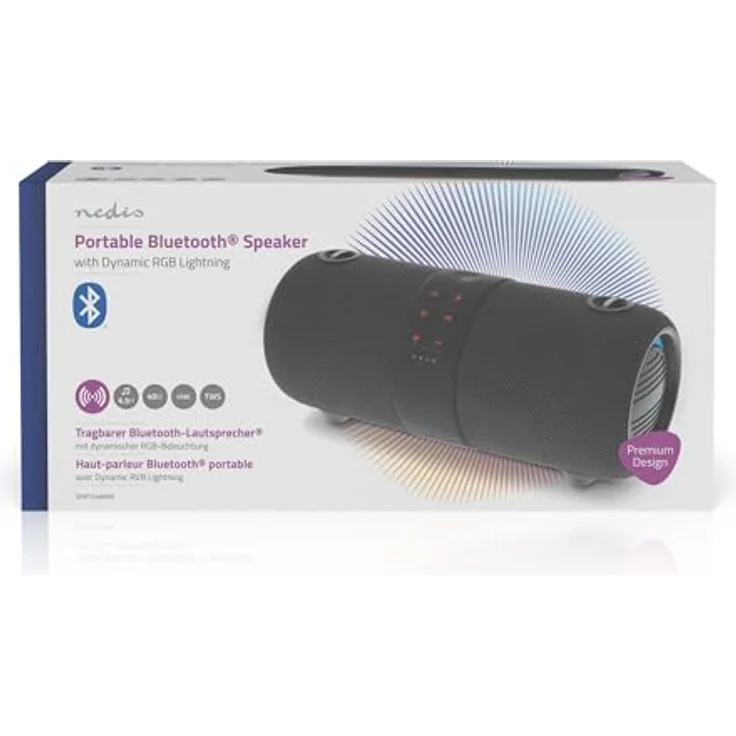 Nedis Bluetooth-Lautsprecher, tragbarer 40 W Stereo-Lautsprecher mit 6,5 Std Akkulaufzeit, Bluetooth 5.0 und IPX6 Wasserschutz, Schwarz – Bild 3