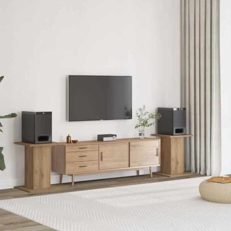vidaXL Lautsprecherständer 2 STK., Hoher Boxenständer aus Artisan-Eiche, robuste Oberfläche, verbessertes Audio-Hörerlebnis – Bild 2