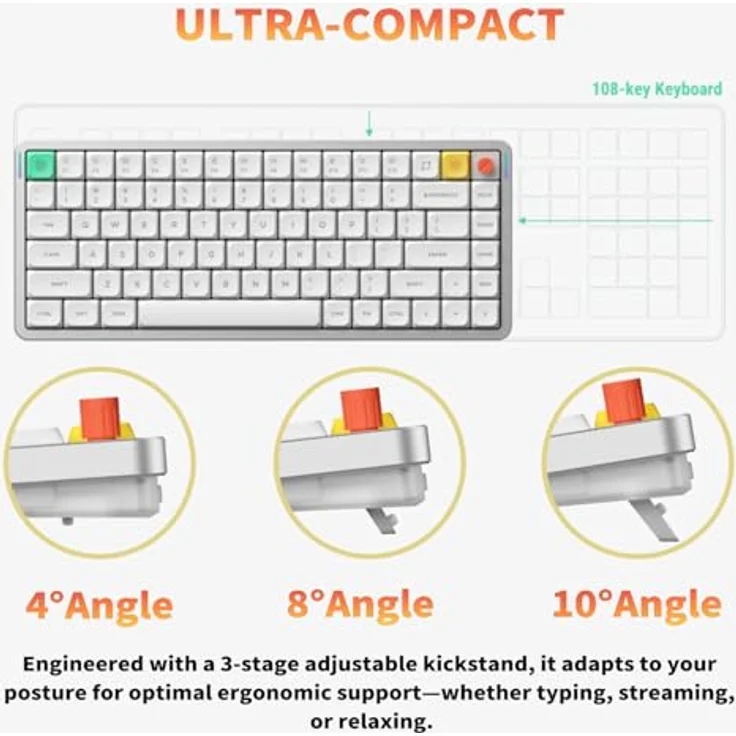 Nuphy Air75 V3 Kabellose Mechanische Tastatur Hot Swappable, 84 Taste 75% ANSI US Layout, Custom Low Profile, RGB LED, Gasket Mounted, Bluetooth/2.4GHz/USB-C, Schwarz Brown nano – Bild 7