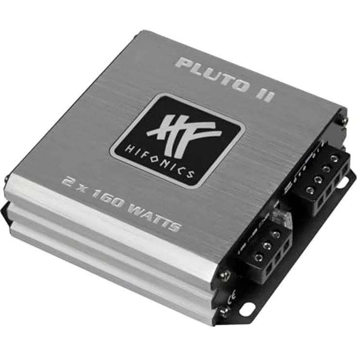 Hifonics PLUTO II 2 Kanal Verstärker, Class D mit 2 x 100 W RMS, Hochpass- und Tiefpass-Filter, automatische Einschaltfunktion