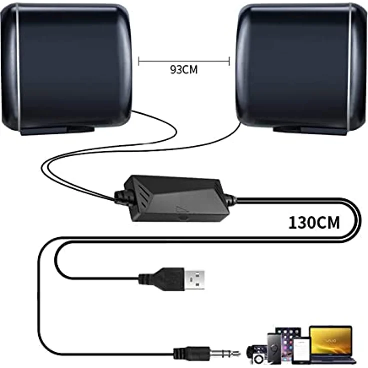 Bolwins F88DS USB Lautsprecher 6W - Tragbarer Mini-PC Lautsprecher mit Dynamischem Sound, USB-Stromversorgung, Schwarz – Bild 4