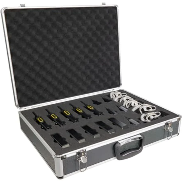 MAAS 5er Team-Set PT-375, PMR446 Funkgeräte im Funkkoffer mit 99 Kanälen, spritzwassergeschützt, inklusive Securityheadsets und Li-Ionen-Akku 2300 mAh – Bild 2