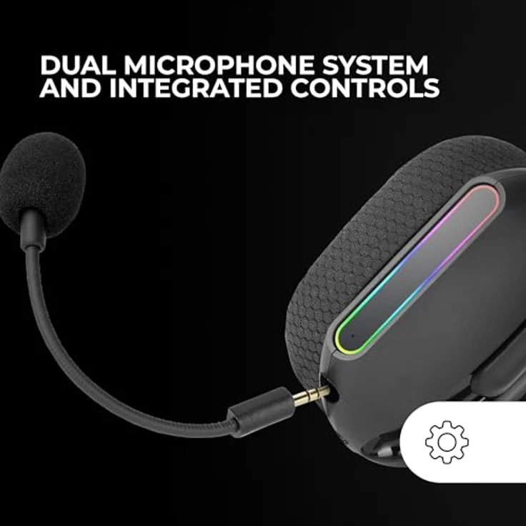 Mars Gaming MHW-PRO, Kabelloses Gaming-Headset mit 3D Surround Sound 7.1, Bluetooth 5.3, ARGB Flow Beleuchtung, Ultraleichtes Design, Duales Mikrofon, Schwarz – Bild 5