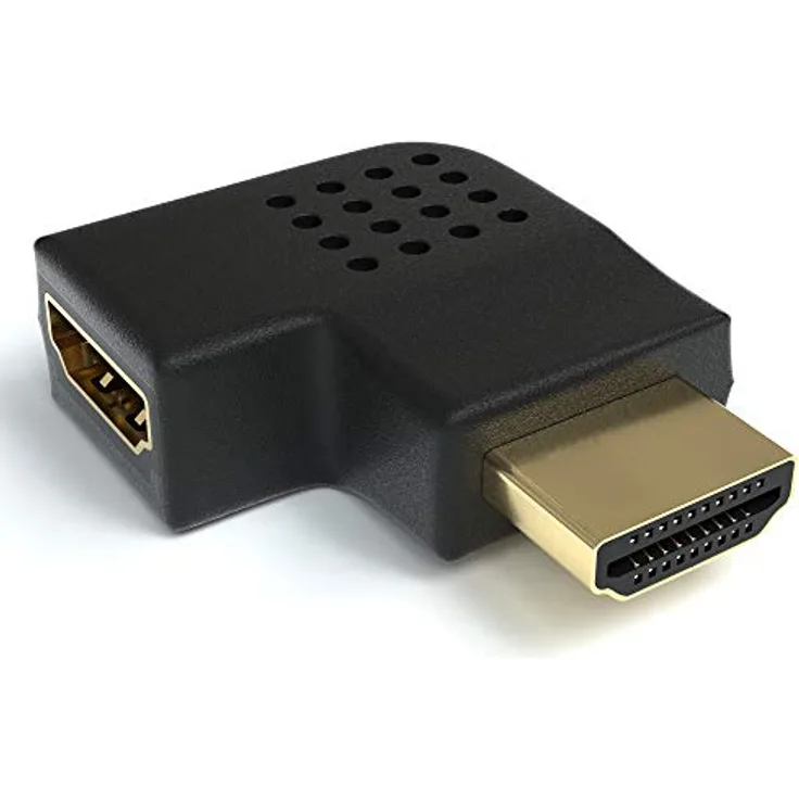 JAMEGA - HDMI Winkel Adapter | Links 90° Grad Winkel Flach von HDMI A Buchse zu HDMI A Stecker 19pol | Konverter 1080p Full HD 4K Ultra HD Vergoldete Stecker