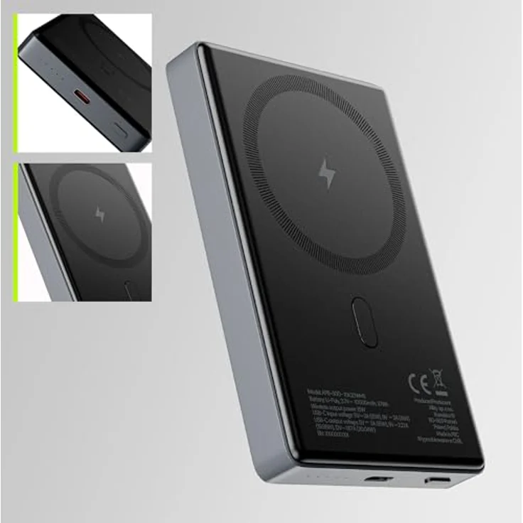 FOREVER Allity Powerbank Wireless APB-300 PD QC 20W 10000 mAh Grau Magnetisch, 15 W drahtloses Laden, 20 W USB-C-Anschluss – Bild 6