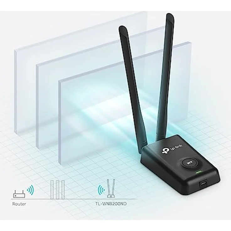 TP-Link TL-WN8200ND 300Mbit-s High Power WLAN USB Adapter, WPS, 2 abnehmbare Antennen, 1,5 Meter Verlängerungskabel, schwarz – Bild 4