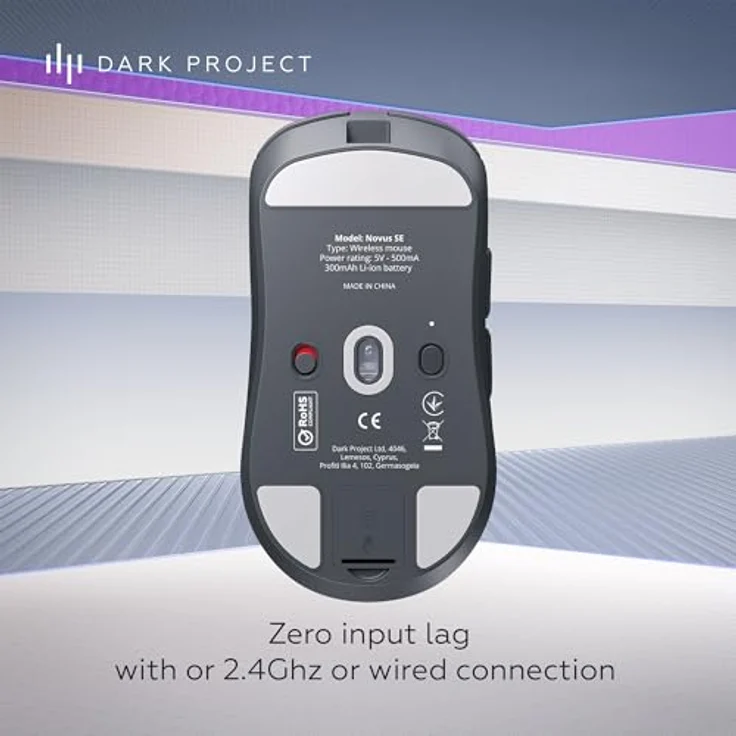 DARK Project Novus SE Gaming Funkmaus – PAW3395 Sensor, 26.000 DPI, 6 Tasten, Huano Switches, USB Nano-Empfänger – Bild 7