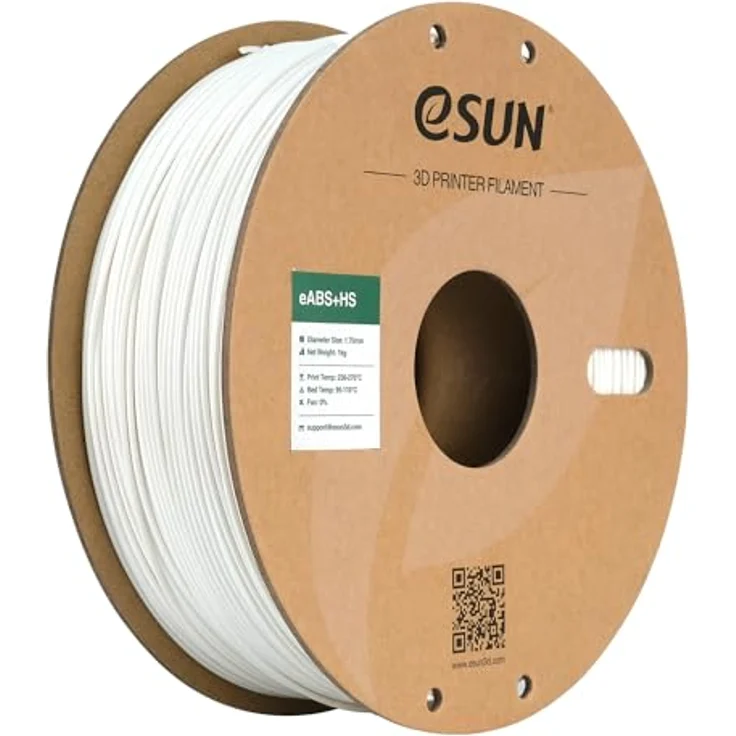 eSUN ABS+HS Filament 1.75mm, Hochgeschwindigkeits ABS+ in Weiß mit verbesserter Zwischenschichtbindung und Wärmebeständigkeit, 1KG – Bild 1