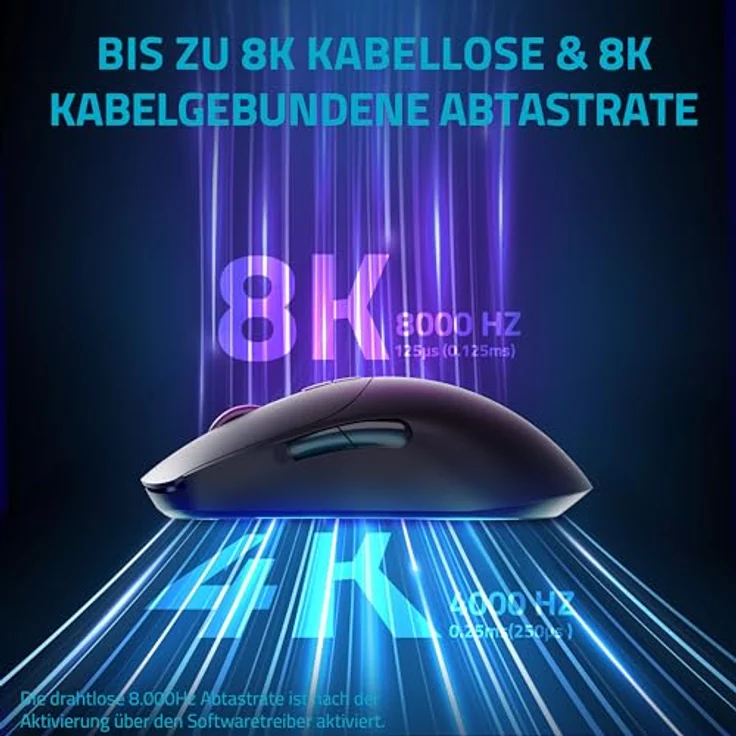 Rapoo V200PRO kabellose 2,4 GHz High-Performance Gaming-Maus mit 26000 DPI optischem Sensor, 50 G Beschleunigung, 650 IPS, bis zu 160h Akkulaufzeit, PC/Mac - Schwarz – Bild 3