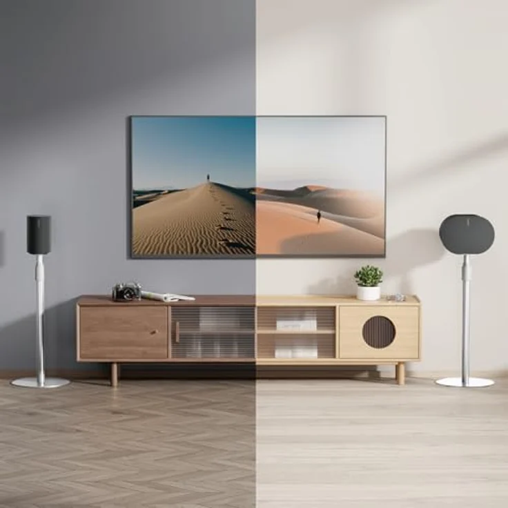 my wall 2 höhenverstellbare Lautsprecherständer - HS49WL, 2er Set Lautsprecherständer für SONOS ERA100 & ERA300, höhenverstellbare Boxenständer in Weiß – Bild 2