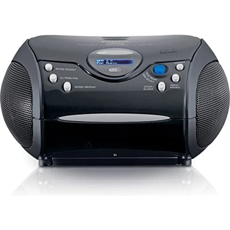 Lenco SCD-24DAB - CD-Player für Kinder - Bluetooth 5.1 - CD-Radio - Boombox - DAB+ Radio - Titel Speicher - 2 x 1,5 W RMS-Leistung - Netz- und Batteriebetrieb - Schwarz – Bild 2