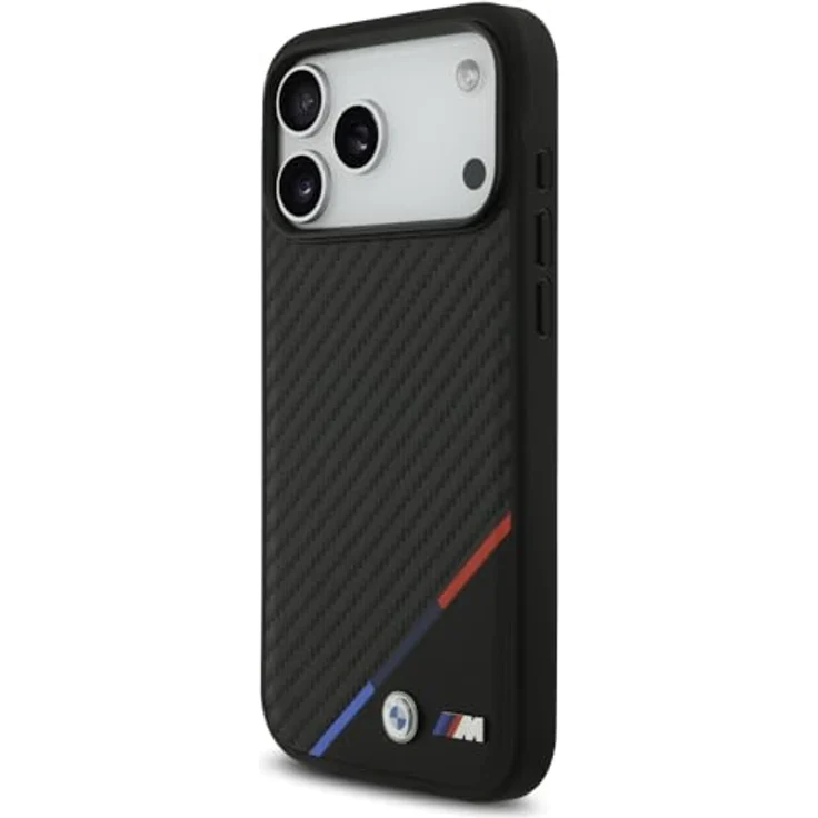 BMW M Carbon Tricolor Line MagSafe Handyhülle für iPhone 17 Pro Max, Schwarz mit Metall-Logo, 6,9 Zoll, Kantenschutz – Bild 2