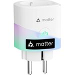 meross Matter WLAN Steckdose, Smart-Steckdose mit Stromverbrauchsmessung, kompatibel mit Apple Home, Alexa, Google Home, Sprachsteuerung, Fernzugriff, 16A