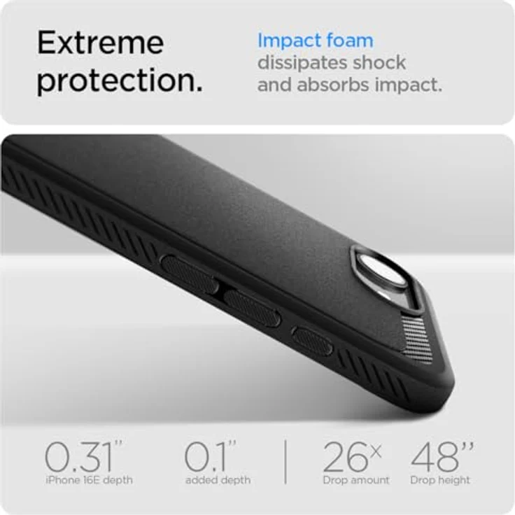Spigen für iPhone 16e Hülle Rugged Armor MagFit Hülle, Kompatibel mit MagSafe Zubehör - Matte Black – Bild 5