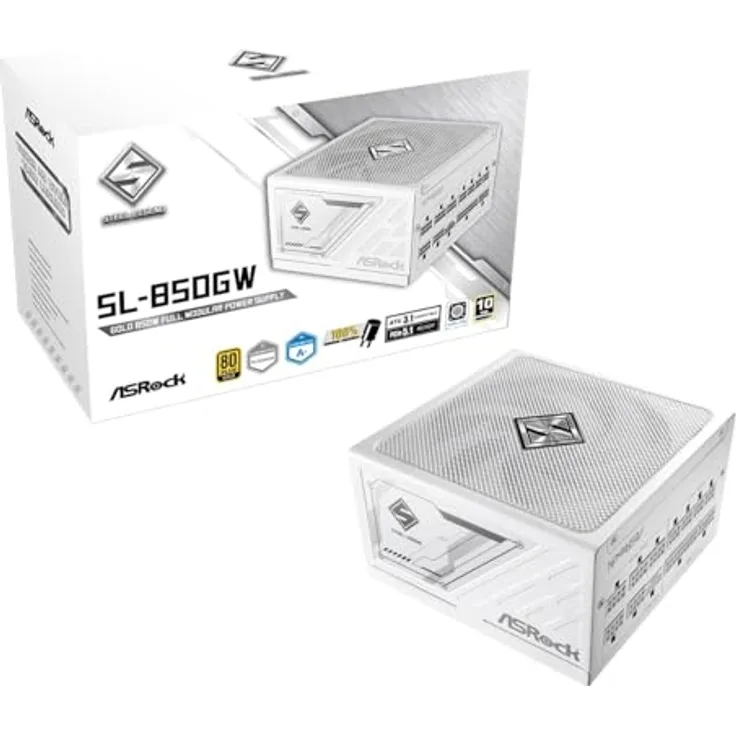 ASRock Steel Legend SL-850GW, 850W ATX Netzteil mit 80PLUS® Gold Zertifizierung, modulares Kabelmanagement, 13,5 cm Lüfter, Schutzfunktionen OCP und UVP