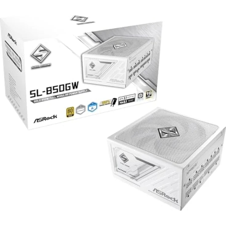 ASRock Steel Legend SL-850GW, 850W ATX Netzteil mit 80PLUS® Gold Zertifizierung, modulares Kabelmanagement, 13,5 cm Lüfter, Schutzfunktionen OCP und UVP – Bild 1