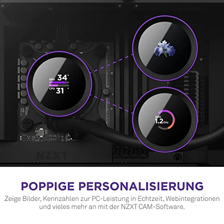 NZXT Kraken 280 - RL-KN280-B1-280mm AIO CPU Wasserkühlung - 1,54" LCD Display 240x240-2x140mm PWM Fans - EIN Breakoutkabel zur einfachen Installation - Schwarz – Bild 2
