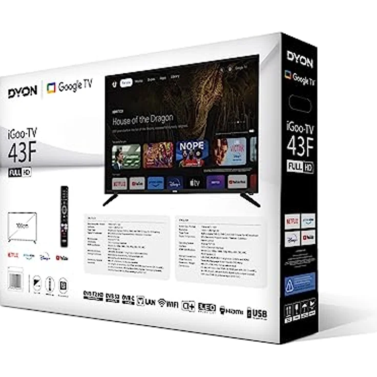 DYON iGoo-TV 43F 108cm (43 Zoll) Google TV (Full-HD, HD Triple Tuner, Prime Video, Netflix, Google Play Store für DAZN, Disney+, Apple TV+, Paramount+, waipu.tv UVM., Google Assistant) [Mod. 2023] – Bild 5