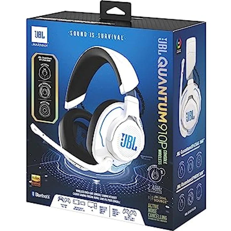 JBL Quantum 910P Over-Ear Gaming Kopfhörer – Für die Playstation und weitere Konsolen – Mit Head-Tracking-Funktion, ANC und 39 Stunden Akkulaufzeit – Weiß – Bild 5