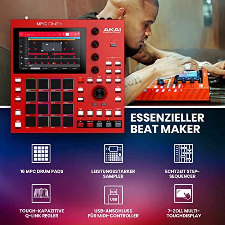 AKAI Professional MPC One+ Standalone Drum Machine, Beat Maker und MIDI Controller mit WLAN, Bluetooth, Drum Pads, Synth Plugins und Touchscreen – Bild 2