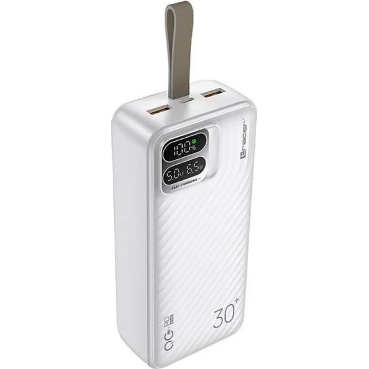 Tracer Blaze 30000 mAh Powerbank, 65 W Schnellladung, Weiß