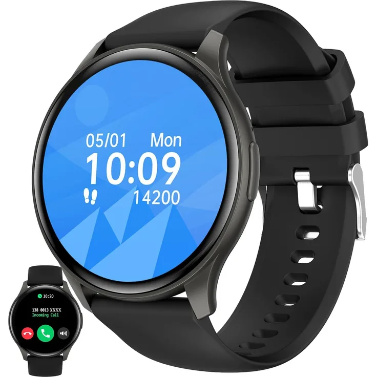 ZPIMY Damen Smartwatch 1.43 Inch AMOLED, Fitness Uhr mit Telefonfunktion, 100+ Sportmodi, 5ATM wasserdicht, Herzfrequenz- und SpO2-Monitor, Schlafmonitor, Android/iOS