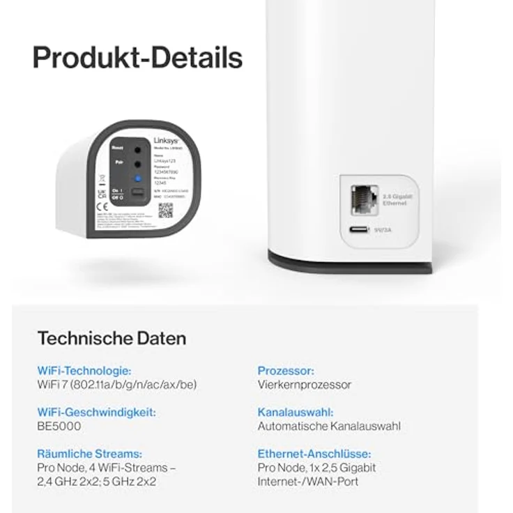 Linksys Velop Micro 7 BE5000, Dual-Band Wi-Fi 7 Mesh System (3-Pack) Router mit hoher Reichweite – Bild 5