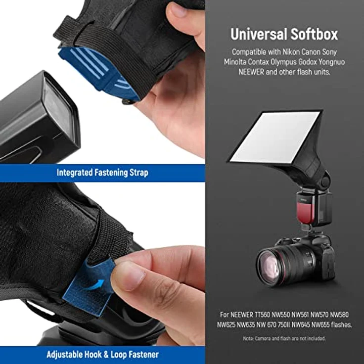 Neewer 15x12,5 cm Speedlite Softbox Blitzlicht Diffusor für Canon 580EX II 600EX-RT, YongNuo YN560 III YN560 IV, Nikon SB-900 SB-910, Neewer TT560 TT520 TT660 und andere DSLR Blitze – Bild 5