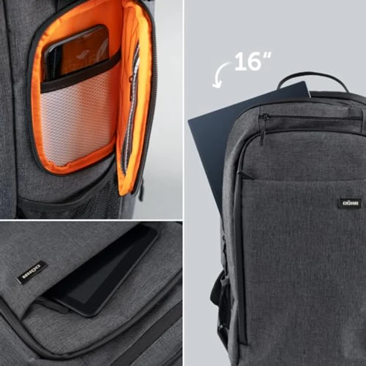Dörr Foto-Rucksack Prag Pro, 20 l Fotorucksack mit wasserfestem Polyester, Schnellzugriff und individueller Innenaufteilung, Grau – Bild 8
