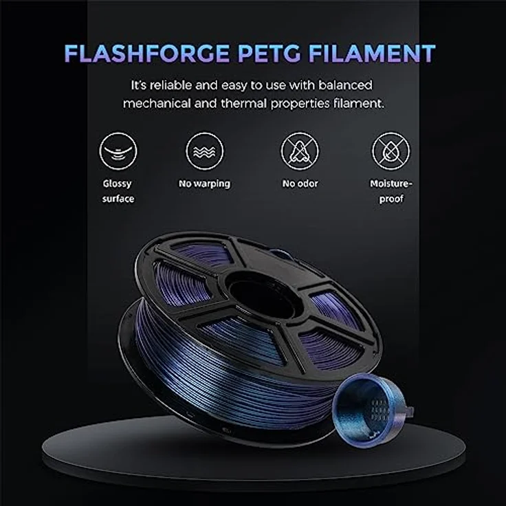 FLASHFORGE PETG 3D Drucker Filament 1.75mm, Chamäleon Farbverschiebung, Burnt Titanium, 1kg, Maßgenauigkeit ±0.02mm, verstopfungsfrei und knäuelfrei – Bild 2