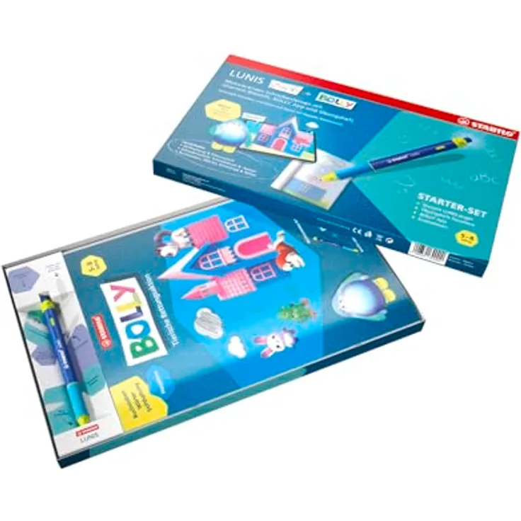 STABILO Starterpaket BOLLY & LUNIS graph, smarter Schreiblern-Bleistift mit Bluetooth-App & Übungsheft für interaktives Lernen