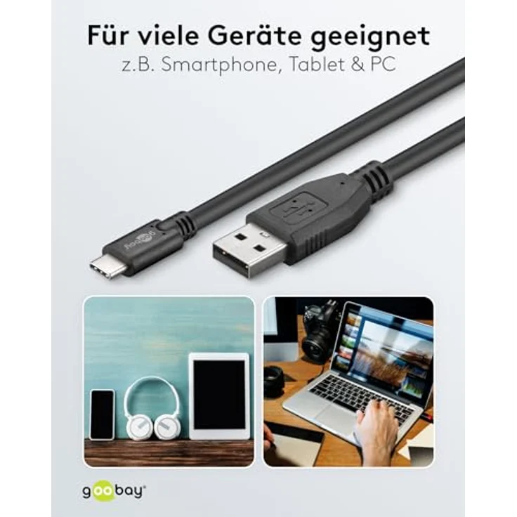 Goobay USB 2.0 Kabel USB-C auf USB A, schwarz, 1.8 m - geeignet für Geräte mit USB-C Anschluss (55468) – Bild 7