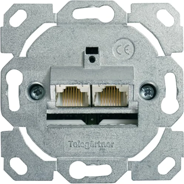 Telegärtner AMJ45 Netzwerkdose Unterputz, CAT 6a, 2xRJ45, Erdungsanschlüsse, werkzeuglose Installation – Bild 1