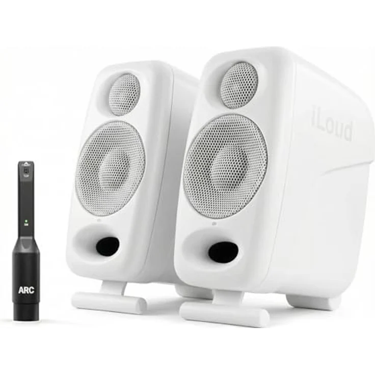 IK Multimedia iLoud Micro Monitor Pro, 2-Wege bi-amped Kompakt-Studio-Monitore mit ARC-Kalibrierungsmikrofon, weiß – Bild 1