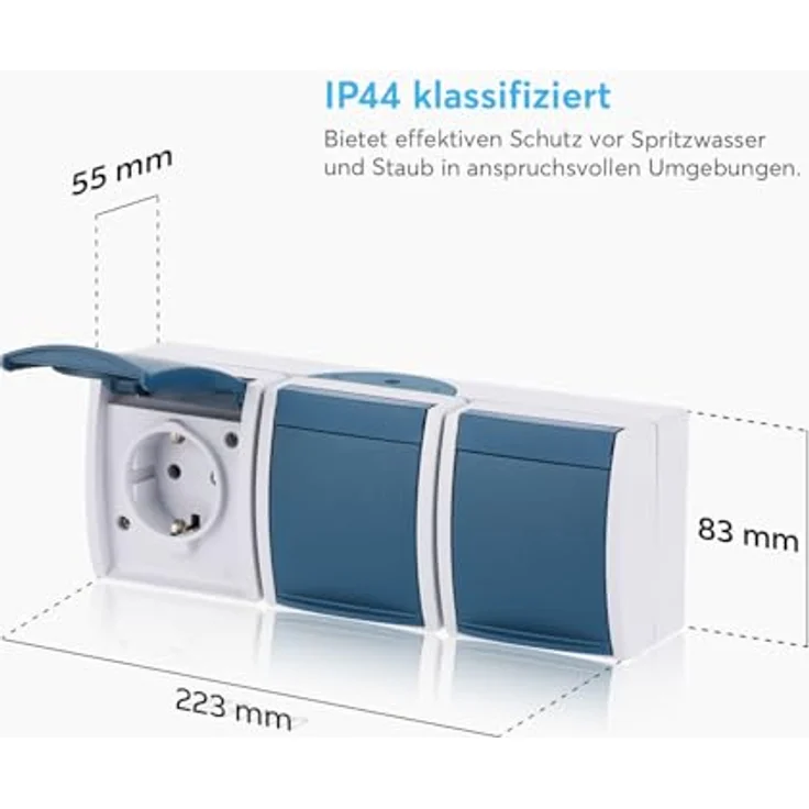 Busch-Jaeger 2300-3EW-53 SCHUKO Steckdose 3fach grau-blaugrün 2300-3 EW-53 – Bild 4