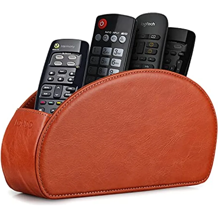 Londo Fernbedienungshalter mit 5 Taschen - Platz für DVD, Blu-Ray, TV, oder Apple TV Fernbedienungen - Italienisches Echtleder mit Wildlederfutter -Schlank Kompakt für die Aufbewahrung im Wohn