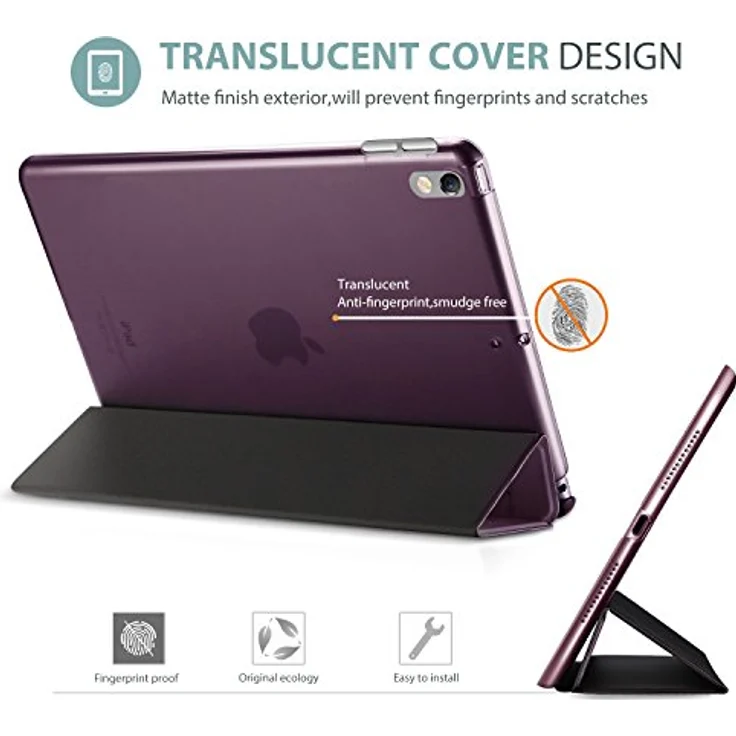 ProCase Hülle für iPad Air 3 10,5 Zoll (2019) & iPad Pro 10,5 Zoll (2017), Ultra Dünn mit transluzenter Rückseite, Auto Schlafen/Wachen Funktion - Lila – Bild 4