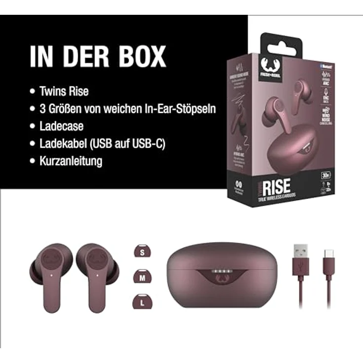 Fresh'N Rebel Twins Rise - Wireless ANC Earbuds with Wireless Charging - Deep Mauve (ANC, 30h, wireless) – Bild 6