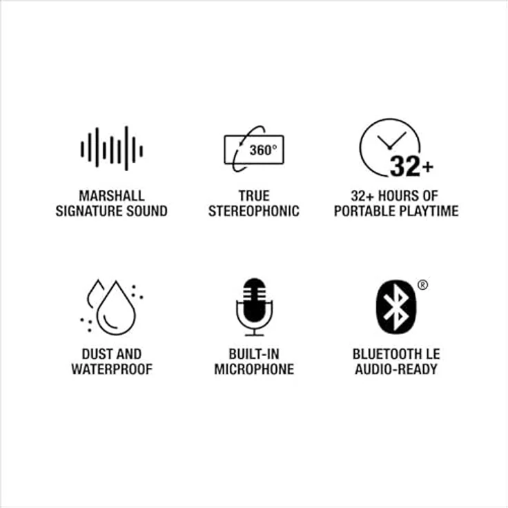 MARSHALL Emberton III Bluetooth Lautsprecher, Sage, 32 Stunden Akkulaufzeit, wasserfest, True Stereophonic, integriertes Mikrofon – Bild 8