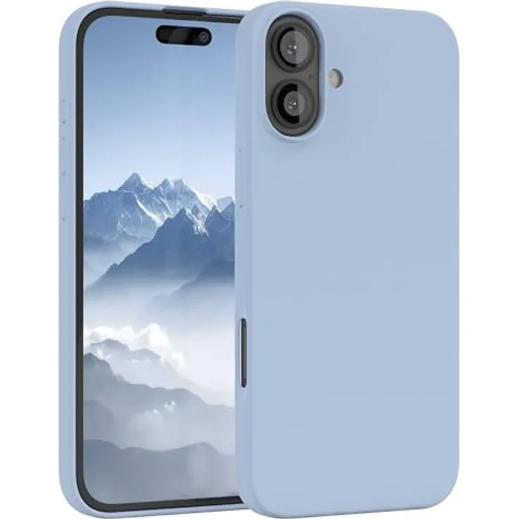 EAZY CASE Premium Silikonhülle für iPhone 16 Plus, Slimcover mit Kameraschutz und Microfaser-Innenfutter, hellblau, kratzresistent, kabelloses Laden, Bumper Schutzhülle