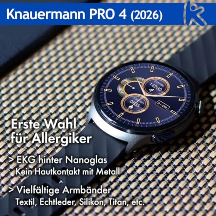 Knauermann PRO 4 (2026) 47 mm, Smartwatch mit AMOLED-Display, 75 Sportmodi, 30 Tage Akkulaufzeit, Gesundheitsfunktionen und Telefonie – Bild 7