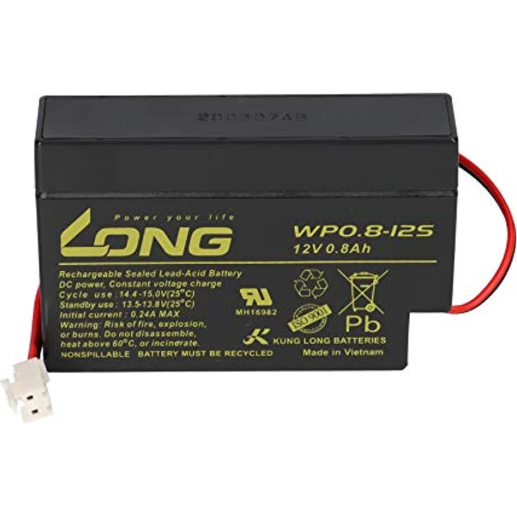 WSB Kung Long WP0.8-12S 12V 0,8Ah LONG JST Stecker AGM Blei Batterie - für Rolladenantriebe und Dachrollo-Antriebe – Bild 4