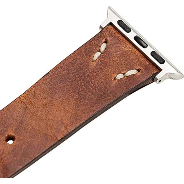 Burkley Apple Watch Leder Armband Vintage Braun Ersatz Uhren-Armband in 42/44mm (BA1) – Bild 6