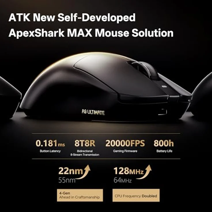 ATK Dragonfly A9 Air, Wireless Gaming Maus mit 300 Stunden Akkulaufzeit, 42.000 DPI, Shadow White – Bild 6