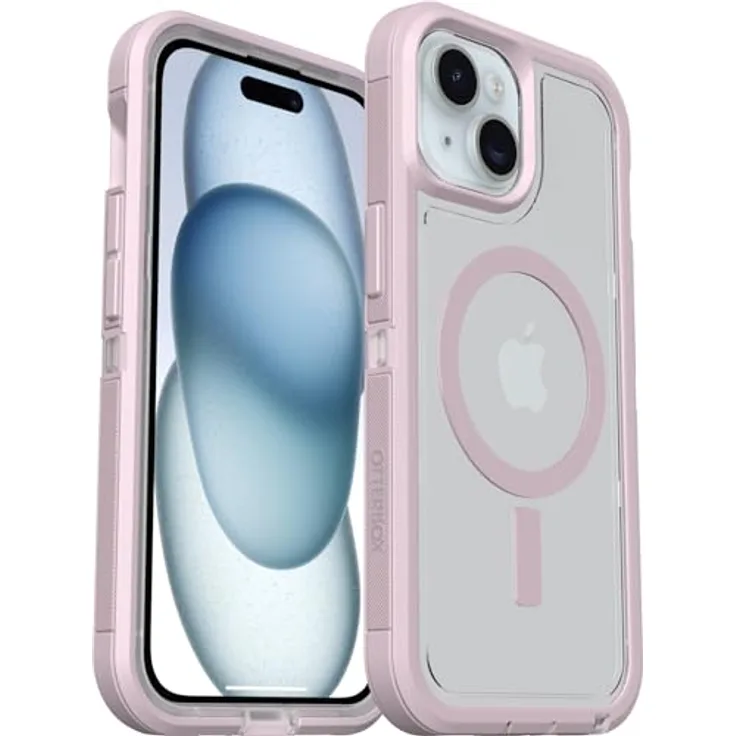 OtterBox Defender Series XT Clear MagSafe Hülle für iPhone 16e, 15, 14, 13, stoßfest, ultra-robust, 7X militärisch getestet, transparent/lila