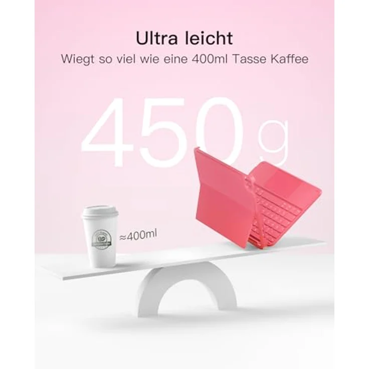 Inateck Hülle mit Tastatur, Ultraleichte QWERTZ-Tastatur mit Touchpad für iPad 10/11 Gen. A16 (2025), iPad Air 11" M3/M2 (2025/2024), Pro 11, abnehmbar, 450g leicht – Bild 2